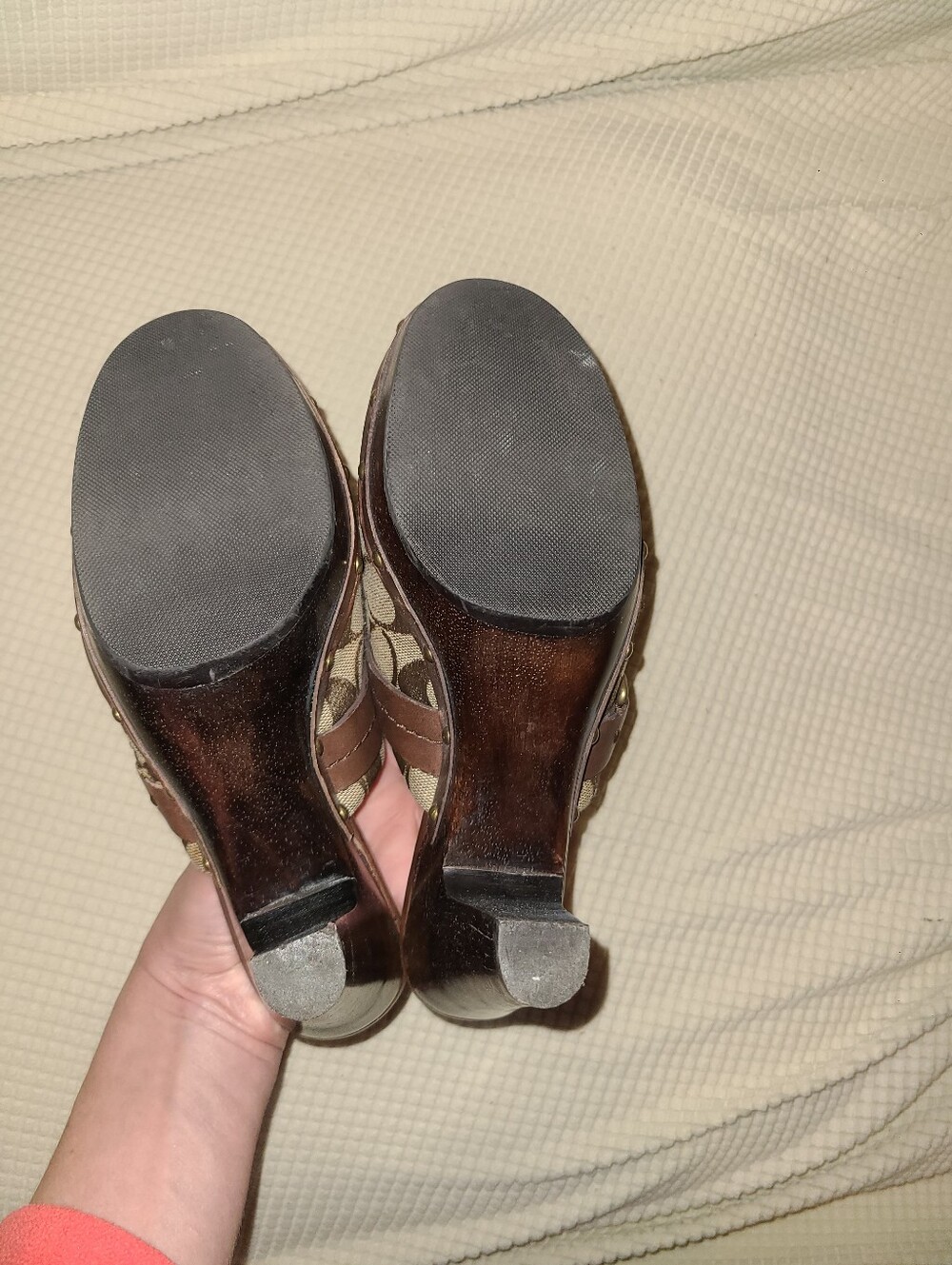 Coach Designer Ivy Vintage Studded Signature C Monogram Canvas Clog Mules Heel 7 - Picture 6 of 11